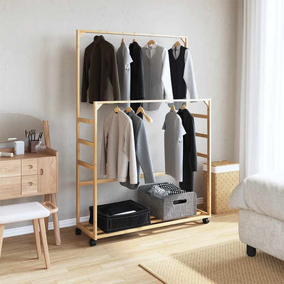 Appendiabiti con Ripiani e Ruote 90x35x155 cm in Bambù | homemem39