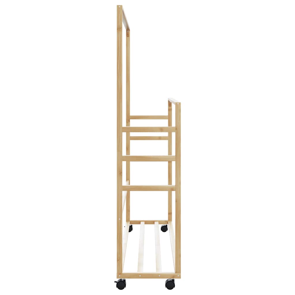 Appendiabiti con Ripiani e Ruote 90x35x155 cm in Bambù | homemem39