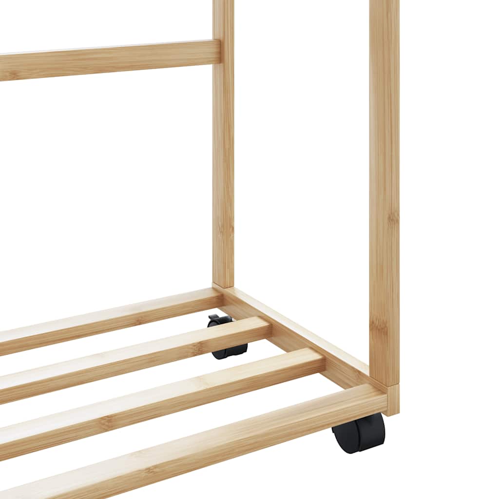 Appendiabiti con Ripiani e Ruote 90x35x155 cm in Bambù | homemem39