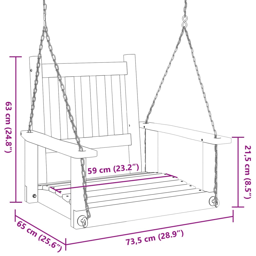 Dondolo da Giardino Catene in Metallo Marrone in Legno di Abete - homemem39