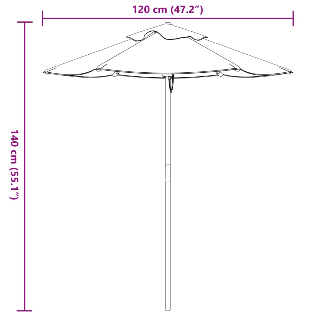 Ombrellone da Giardino per Bambini con Palo in Legno Ø120x140cm | homemem39
