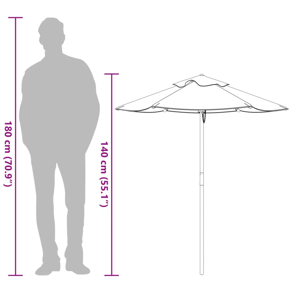 Ombrellone da Giardino per Bambini con Palo in Legno Ø120x140cm | homemem39