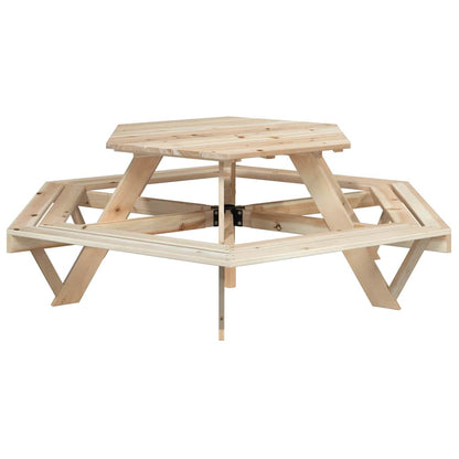 Tavolo da Picnic per 6 Bambini con Panche Esagonale Legno Abete | homemem39