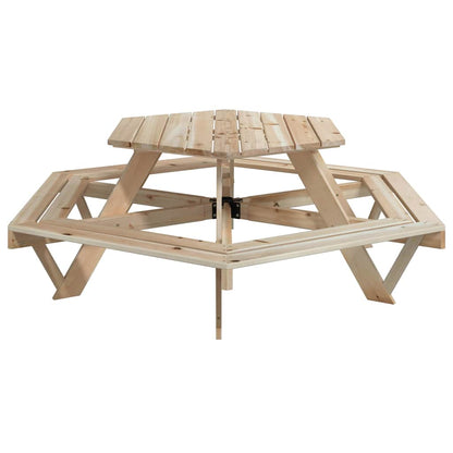 Tavolo da Picnic per 6 Bambini con Panche Esagonale Legno Abete | homemem39