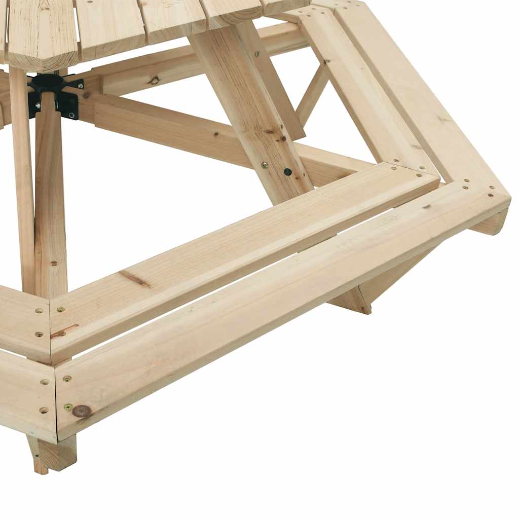 Tavolo da Picnic per 6 Bambini con Panche Esagonale Legno Abete | homemem39