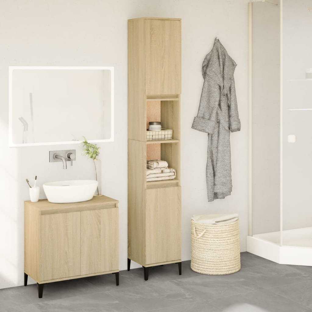 Armadietto da Bagno Rovere Sonoma 30x30x190cm Legno Multistrato | homemem39