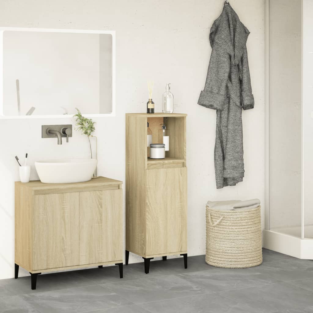 Armadietto da Bagno Rovere Sonoma 30x30x100cm Legno Multistrato | homemem39