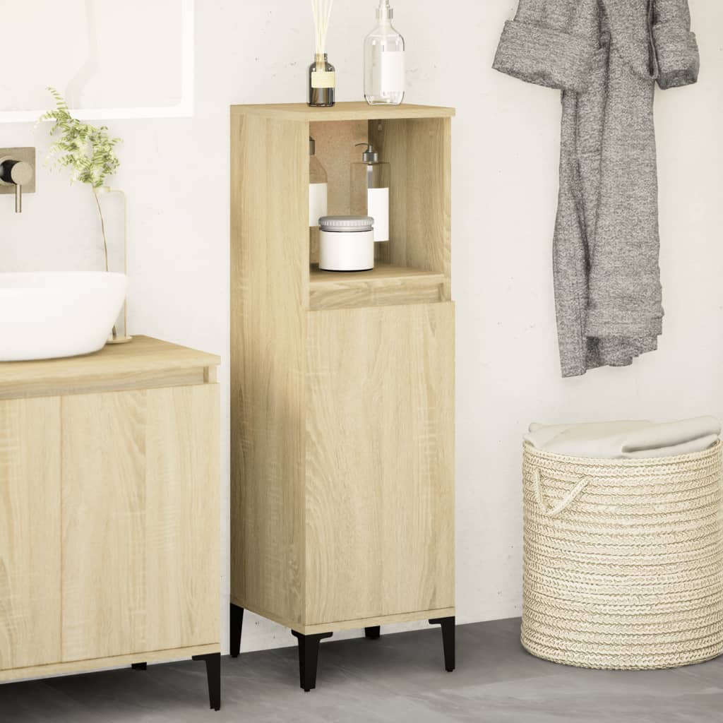 Armadietto da Bagno Rovere Sonoma 30x30x100cm Legno Multistrato | homemem39