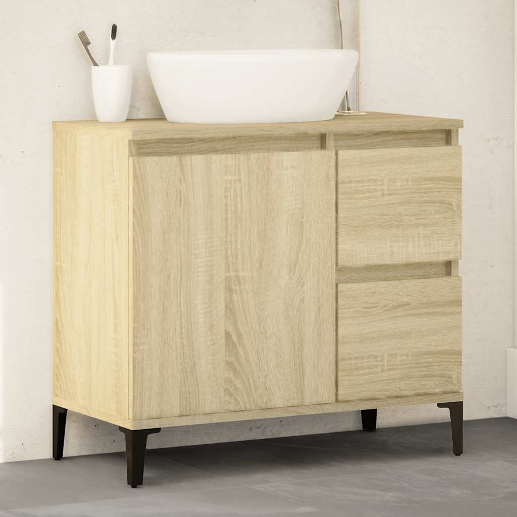 Armadietto da Bagno Rovere Sonoma 65x33x60 cm Legno Multistrato | homemem39