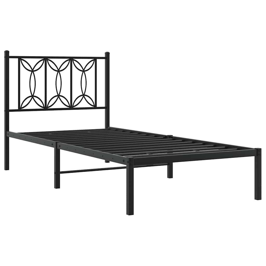 Giroletto con Testiera in Metallo Nero 90x190 cm - homemem39