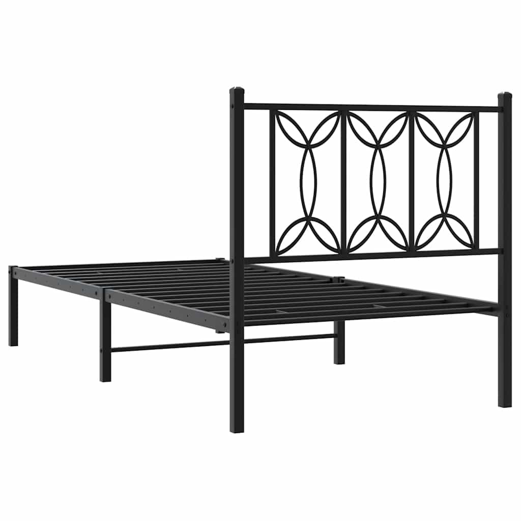 Giroletto con Testiera in Metallo Nero 90x190 cm - homemem39