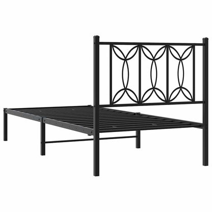 Giroletto con Testiera in Metallo Nero 90x190 cm - homemem39