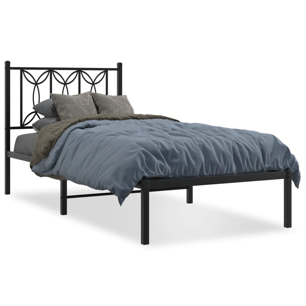 Giroletto con Testiera in Metallo Nero 90x200 cm | homemem39