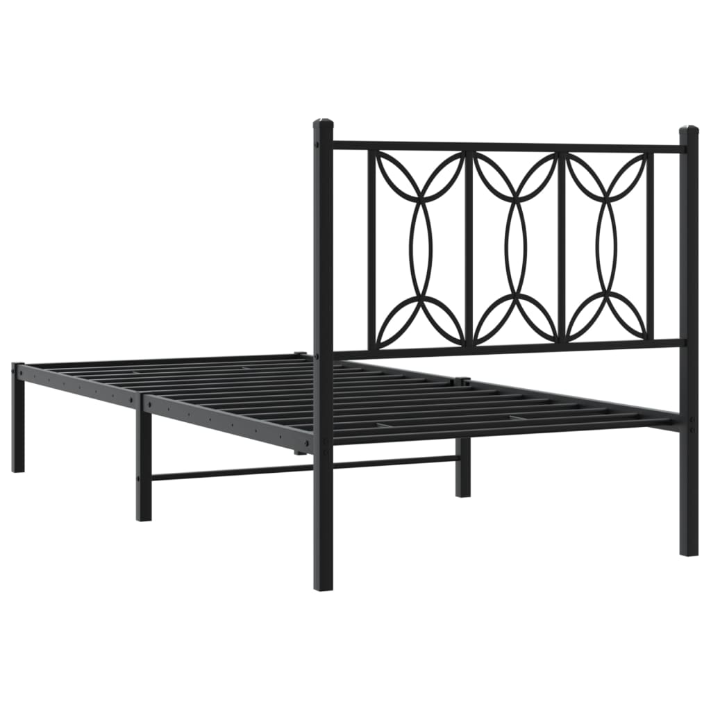 Giroletto con Testiera in Metallo Nero 90x200 cm | homemem39