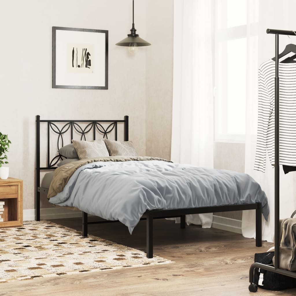 Giroletto con Testiera in Metallo Nero 90x200 cm | homemem39