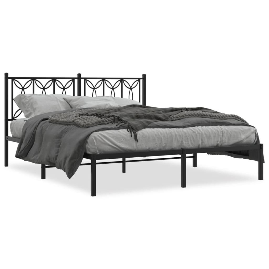 Giroletto con Testiera in Metallo Nero 150x200 cm | homemem39