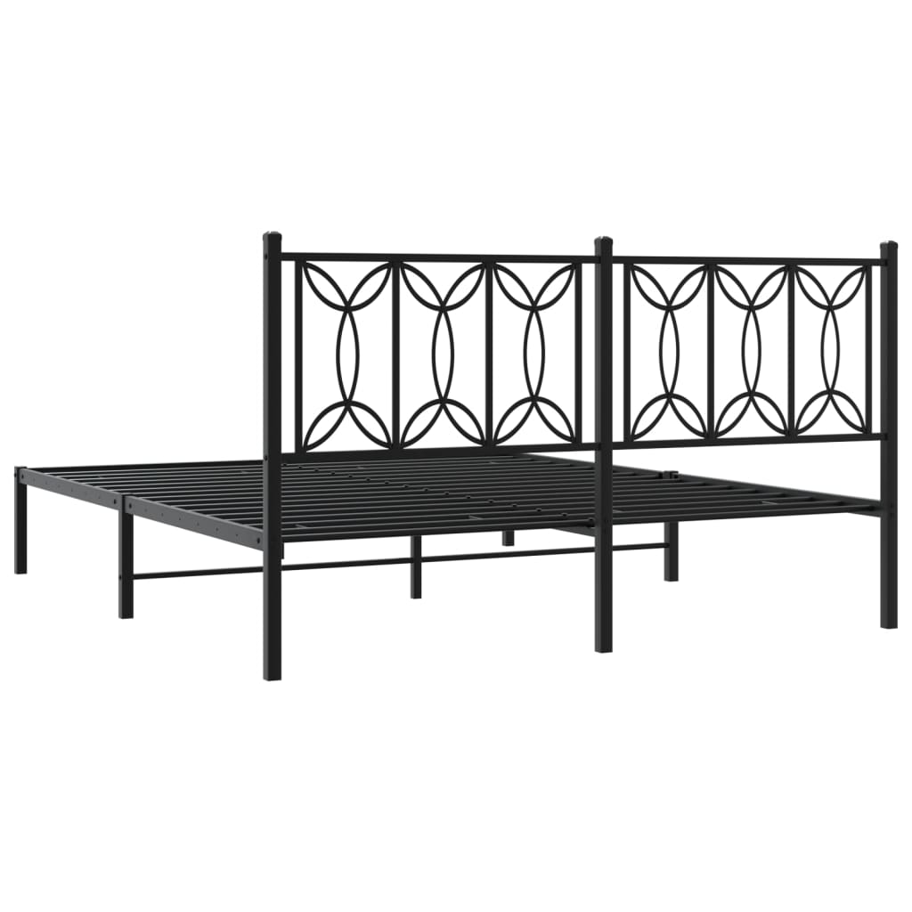 Giroletto con Testiera in Metallo Nero 150x200 cm | homemem39