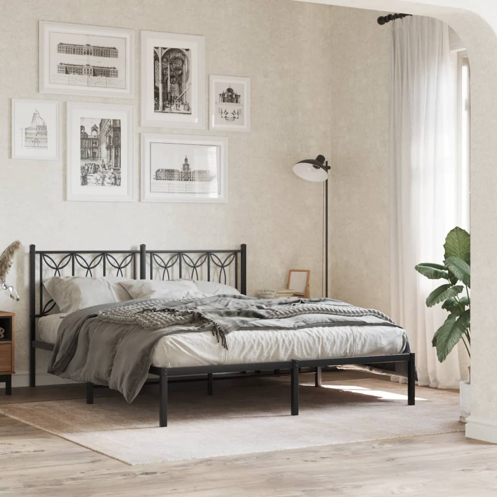 Giroletto con Testiera in Metallo Nero 150x200 cm | homemem39