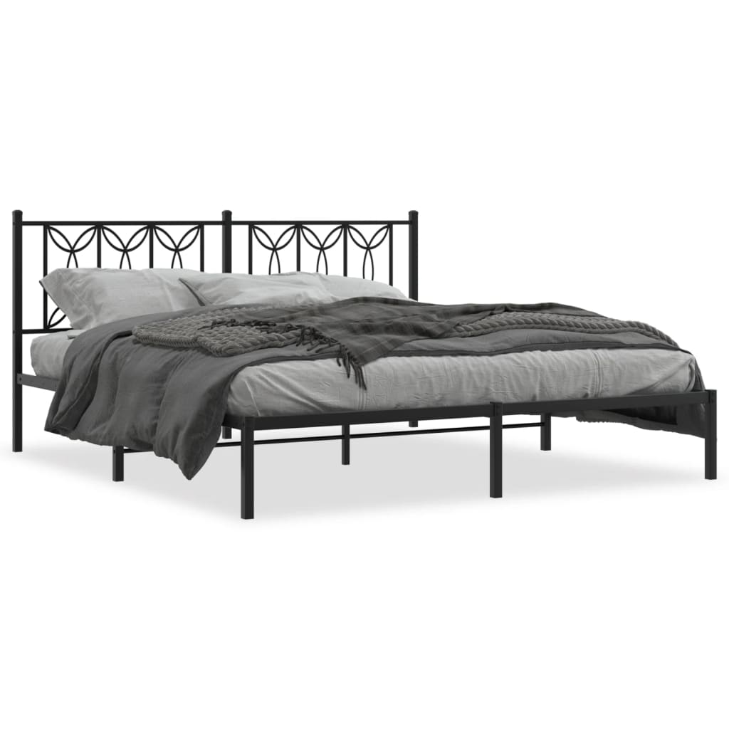 Giroletto con Testiera in Metallo Nero 180x200 cm | homemem39
