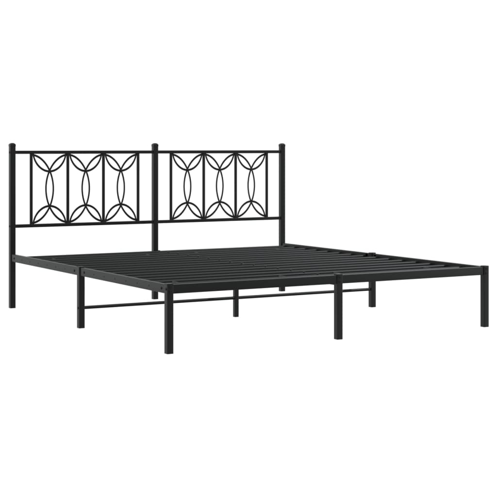 Giroletto con Testiera in Metallo Nero 180x200 cm | homemem39