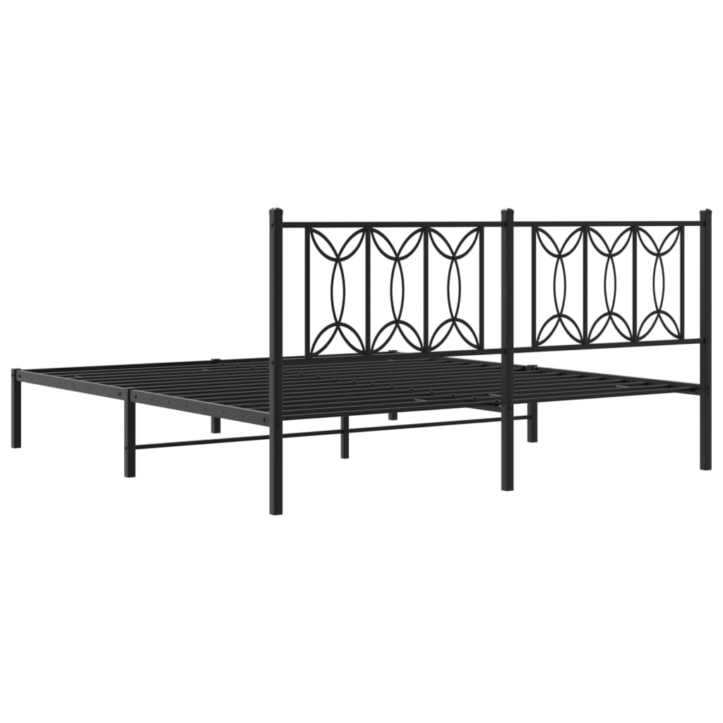 Giroletto con Testiera in Metallo Nero 180x200 cm | homemem39