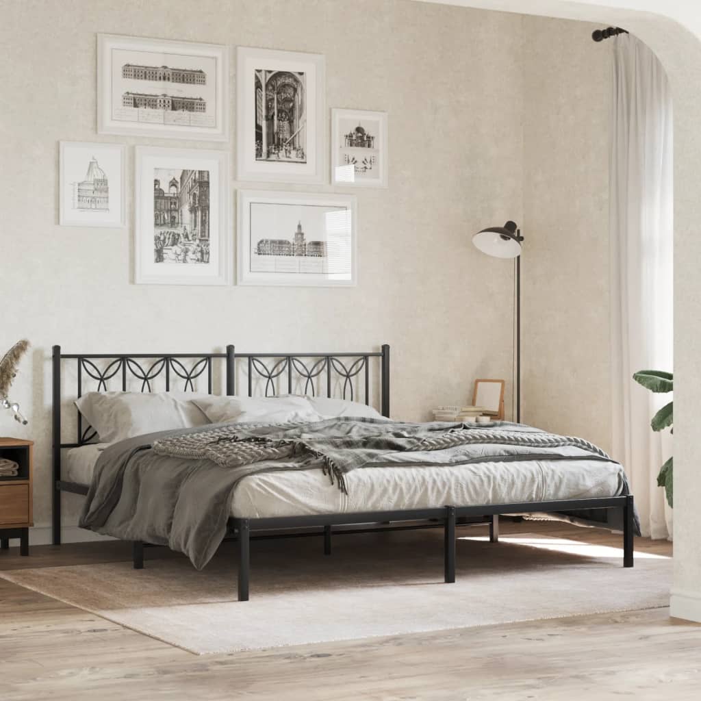 Giroletto con Testiera in Metallo Nero 180x200 cm | homemem39