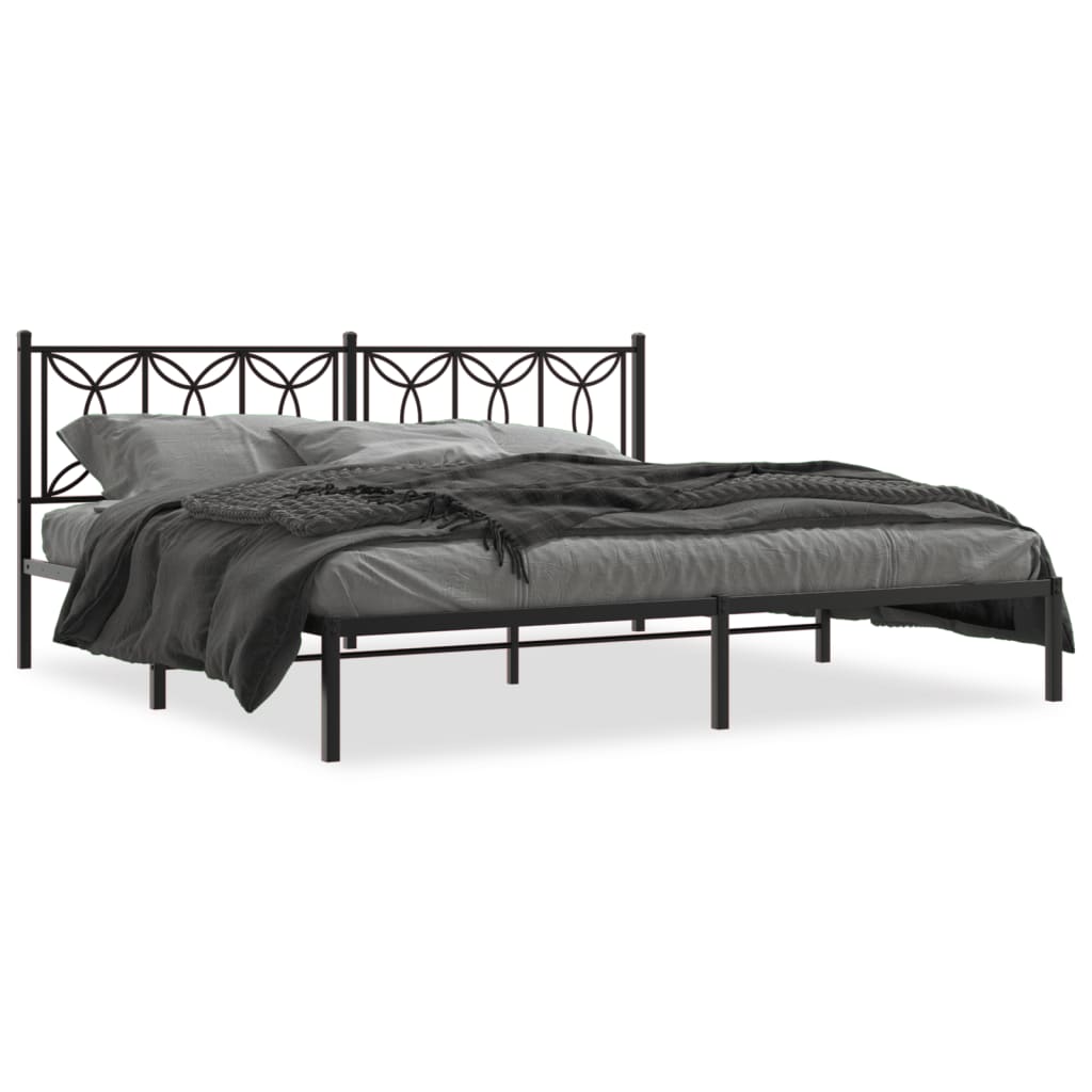 Giroletto con Testiera in Metallo Nero 193x203 cm | homemem39