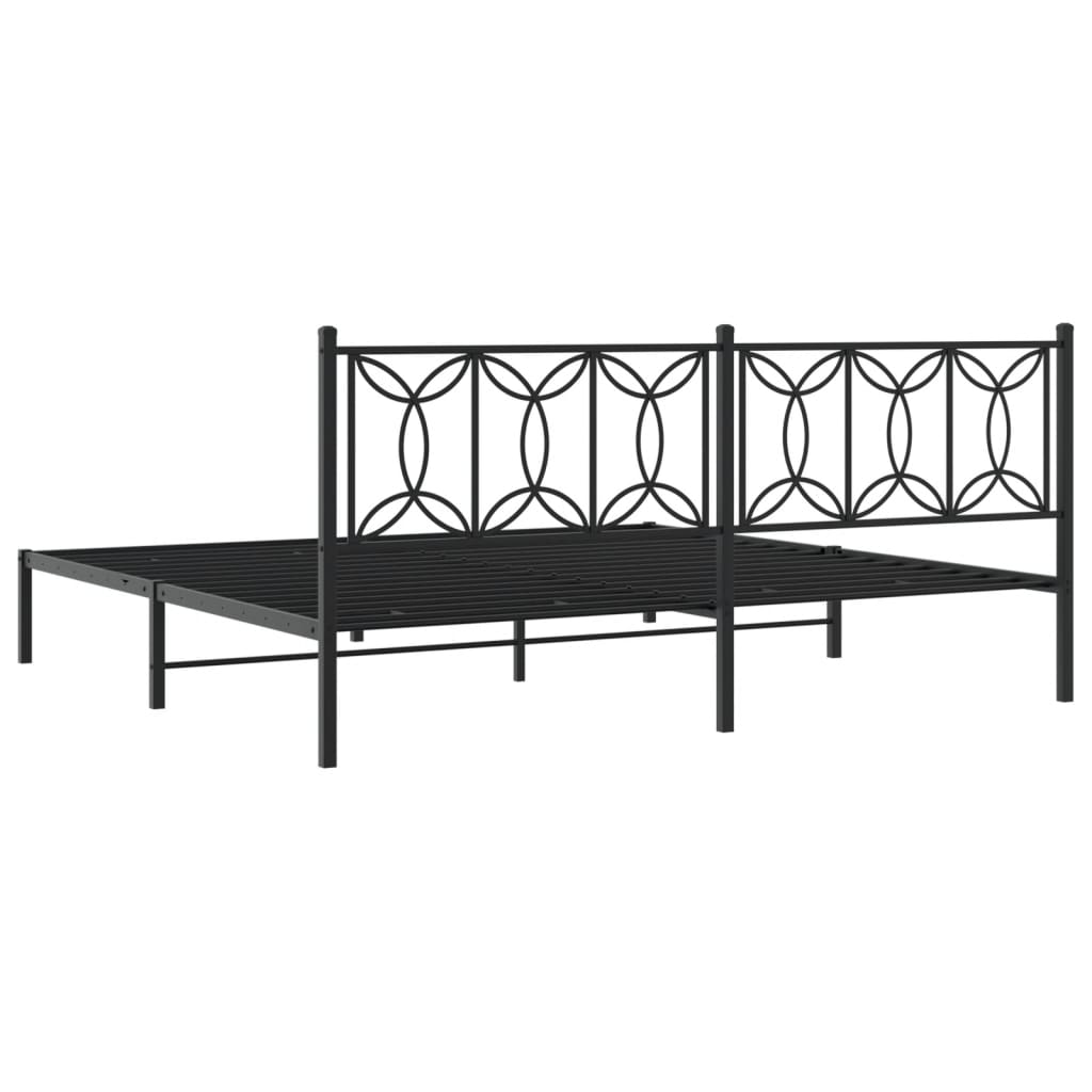 Giroletto con Testiera in Metallo Nero 193x203 cm | homemem39