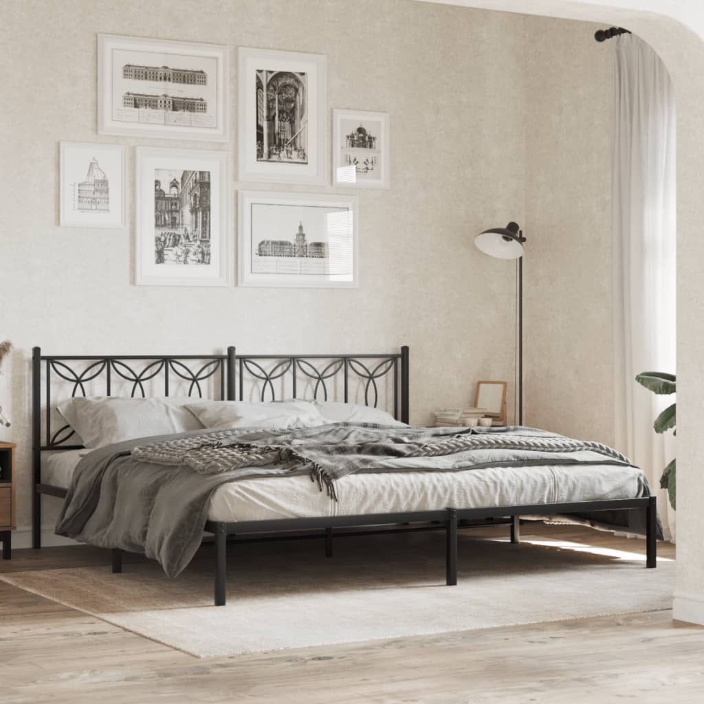 Giroletto con Testiera in Metallo Nero 193x203 cm | homemem39