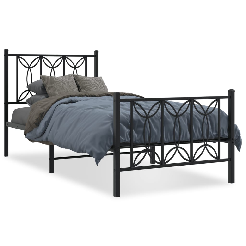 Giroletto con Testiera e Pediera Metallo Nero 75x190 cm | homemem39
