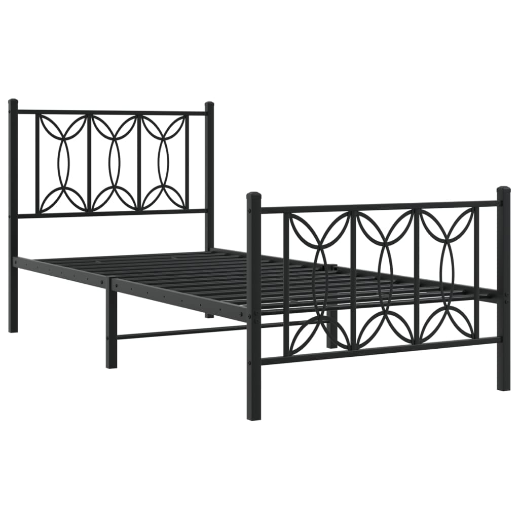 Giroletto con Testiera e Pediera Metallo Nero 75x190 cm | homemem39