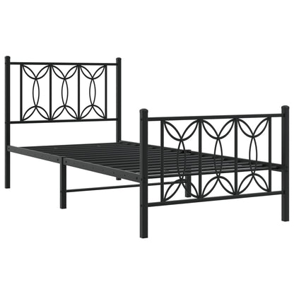 Giroletto con Testiera e Pediera Metallo Nero 75x190 cm | homemem39