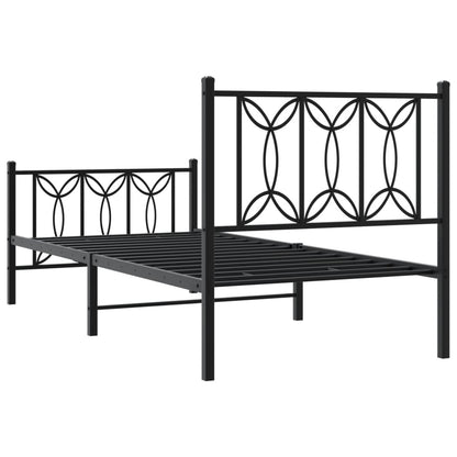 Giroletto con Testiera e Pediera Metallo Nero 80x200 cm - homemem39