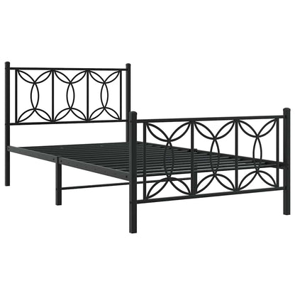 Giroletto con Testiera e Pediera Metallo Nero 100x200 cm | homemem39