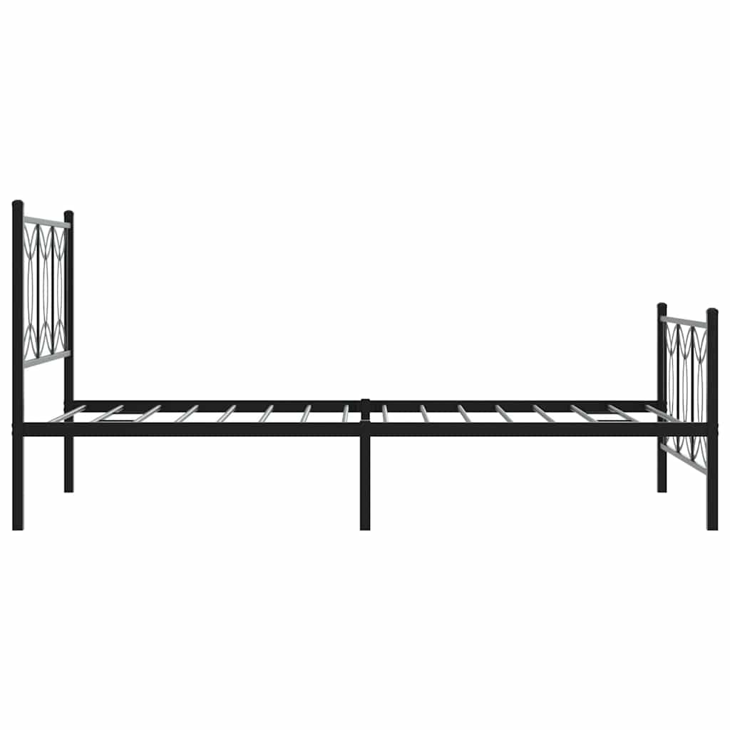 Giroletto con Testiera e Pediera Metallo Nero 100x200 cm | homemem39