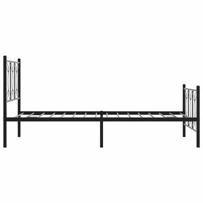 Giroletto con Testiera e Pediera Metallo Nero 100x200 cm | homemem39