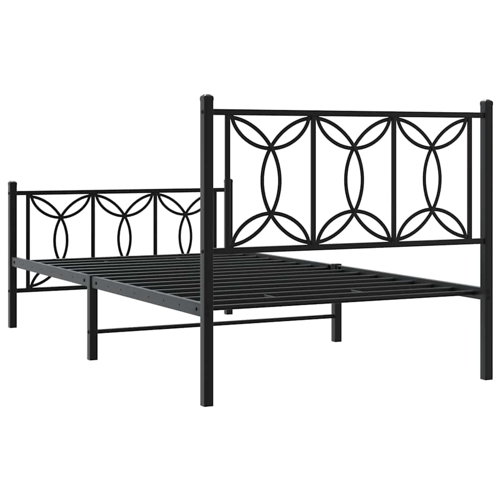 Giroletto con Testiera e Pediera Metallo Nero 100x200 cm | homemem39