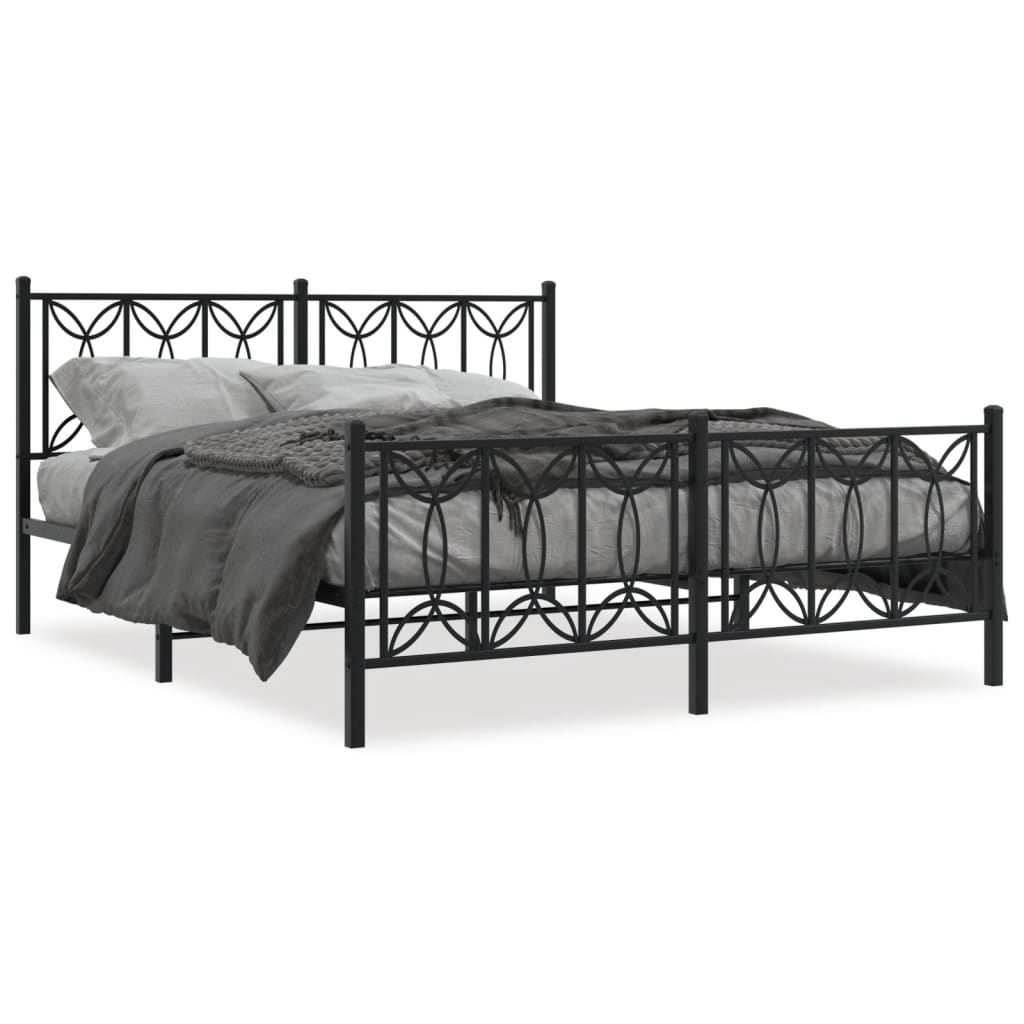 Giroletto con Testiera e Pediera Metallo Nero 150x200 cm | homemem39