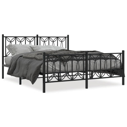 Giroletto con Testiera e Pediera Metallo Nero 150x200 cm | homemem39