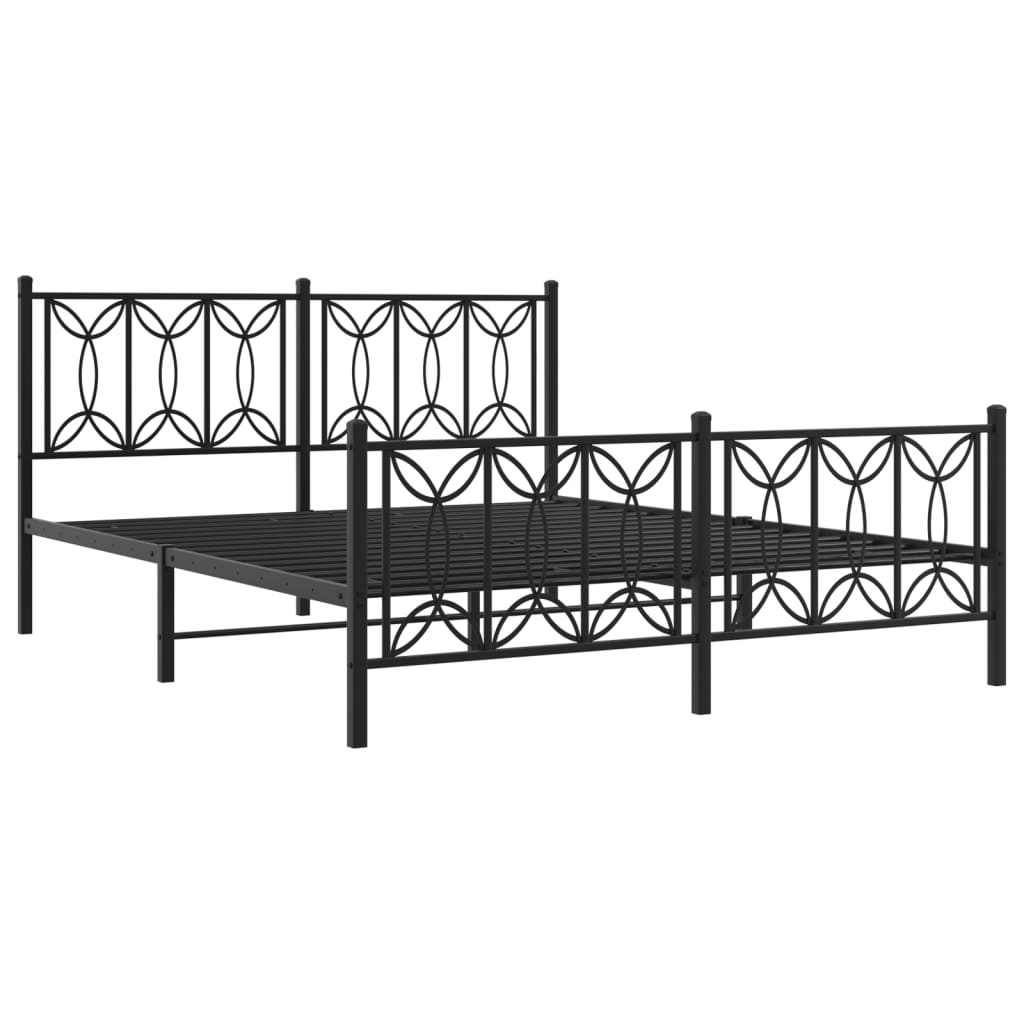 Giroletto con Testiera e Pediera Metallo Nero 150x200 cm | homemem39