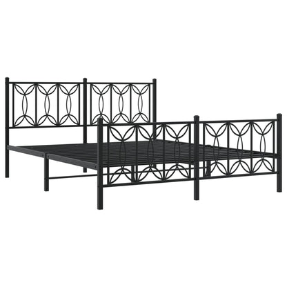 Giroletto con Testiera e Pediera Metallo Nero 150x200 cm | homemem39