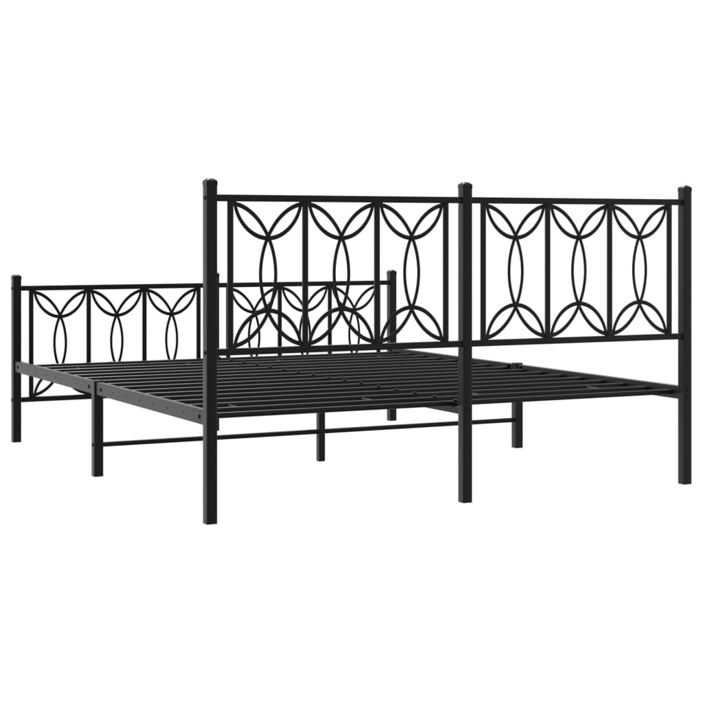 Giroletto con Testiera e Pediera Metallo Nero 150x200 cm | homemem39