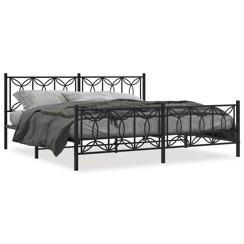 Giroletto con Testiera e Pediera Metallo Nero 193x203 cm | homemem39