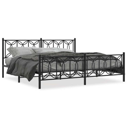 Giroletto con Testiera e Pediera Metallo Nero 193x203 cm | homemem39