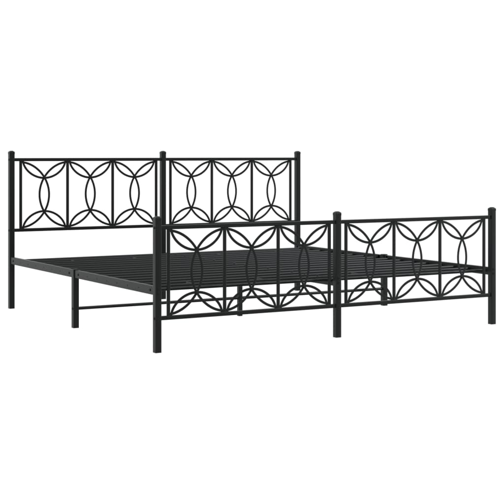 Giroletto con Testiera e Pediera Metallo Nero 193x203 cm | homemem39