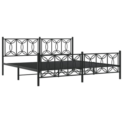 Giroletto con Testiera e Pediera Metallo Nero 193x203 cm | homemem39
