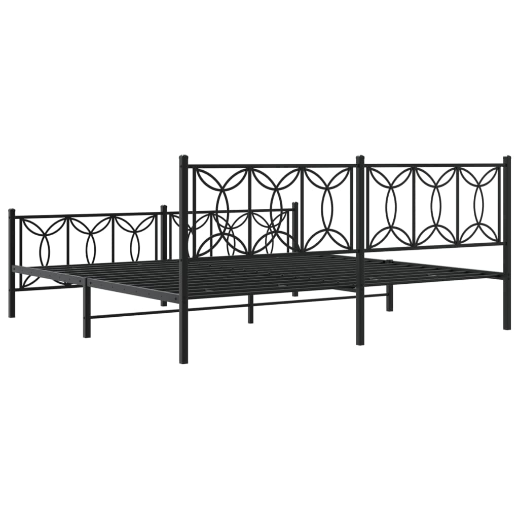 Giroletto con Testiera e Pediera Metallo Nero 193x203 cm | homemem39