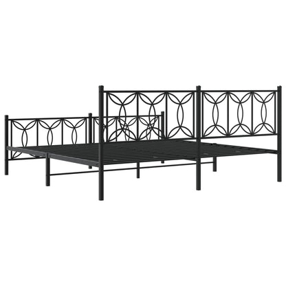 Giroletto con Testiera e Pediera Metallo Nero 193x203 cm | homemem39