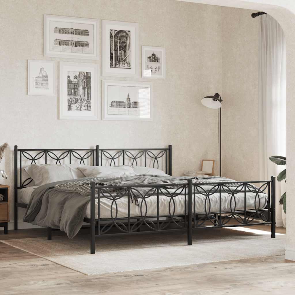 Giroletto con Testiera e Pediera Metallo Nero 193x203 cm | homemem39