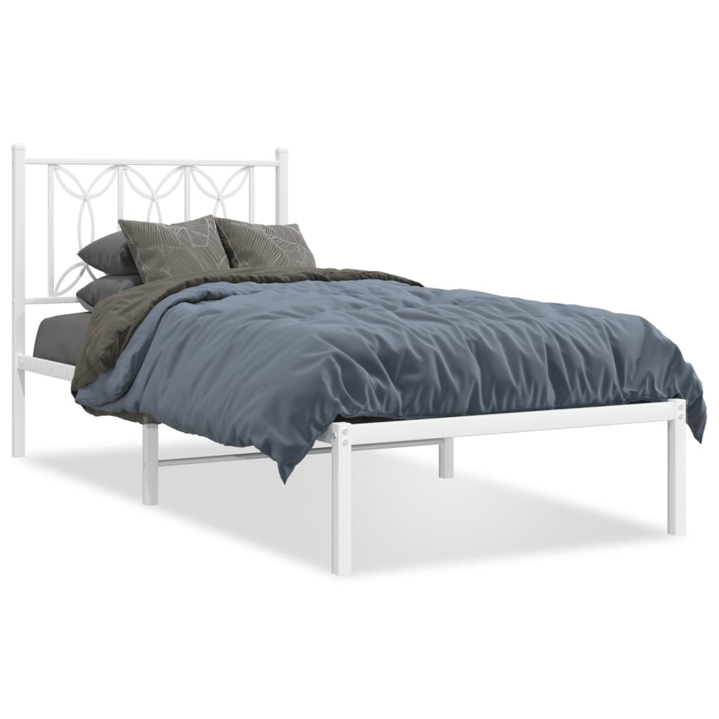 Giroletto con Testiera Metallo Bianco 90x200 cm | homemem39